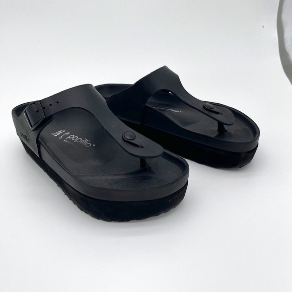 Birkenstock/Papillio Gizeh Flex Platform 11/42 Euro Black Like New - Picture 1 of 5